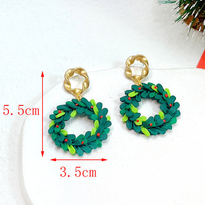 1 Pair Fashion Christmas Tree Star Soft Clay Drop Earrings