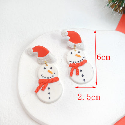 1 Pair Fashion Christmas Tree Star Soft Clay Drop Earrings