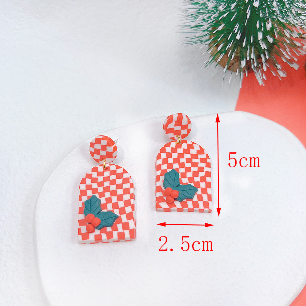 1 Pair Fashion Christmas Tree Star Soft Clay Drop Earrings