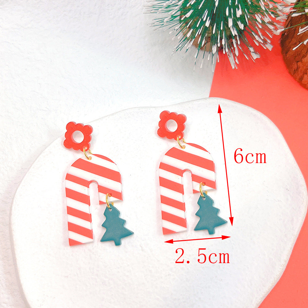 1 Pair Fashion Christmas Tree Star Soft Clay Drop Earrings