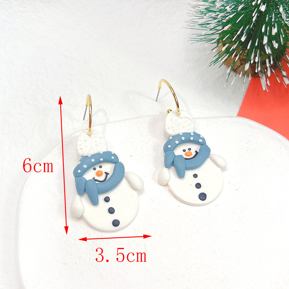 1 Pair Fashion Christmas Tree Star Soft Clay Drop Earrings