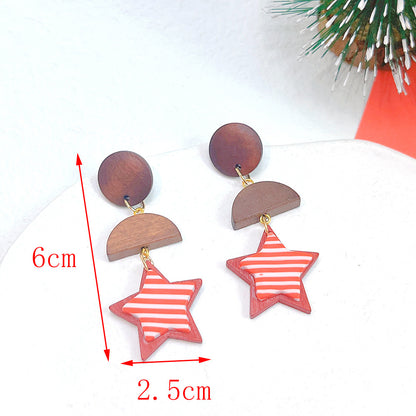 1 Pair Fashion Christmas Tree Star Soft Clay Drop Earrings