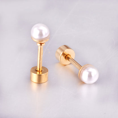 1 Pair Simple Style Geometric Inlay Stainless Steel Artificial Pearls Ear Studs