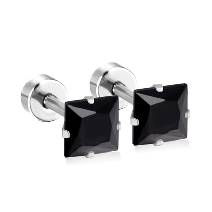 Simple Style Geometric Stainless Steel Zircon Ear Studs 1 Pair