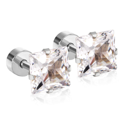 Simple Style Geometric Stainless Steel Zircon Ear Studs 1 Pair