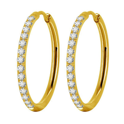 Simple Style Geometric Stainless Steel Rhinestones Hoop Earrings 1 Pair