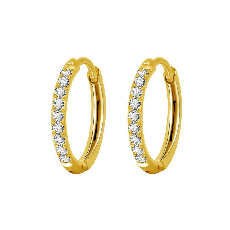 Simple Style Geometric Stainless Steel Rhinestones Hoop Earrings 1 Pair