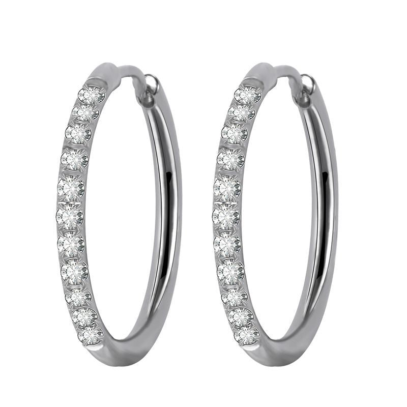 Simple Style Geometric Stainless Steel Rhinestones Hoop Earrings 1 Pair