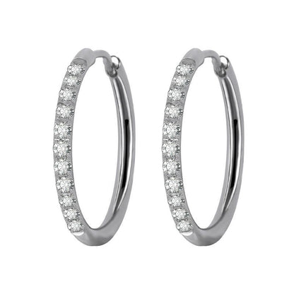 Simple Style Geometric Stainless Steel Rhinestones Hoop Earrings 1 Pair