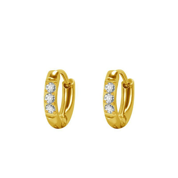 Simple Style Geometric Stainless Steel Rhinestones Hoop Earrings 1 Pair