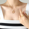 Ins Style Letter Oval Titanium Steel Inlay Zircon Necklace 1 Piece