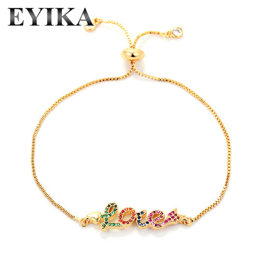 Korean Color Zircon Full Diamond Snowflake Copper Bracelet