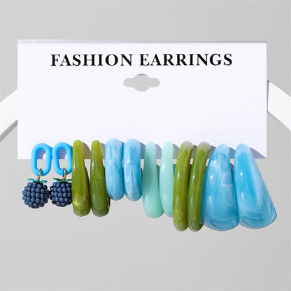 Ins Style Round Heart Shape Flower Arylic Women's Earrings