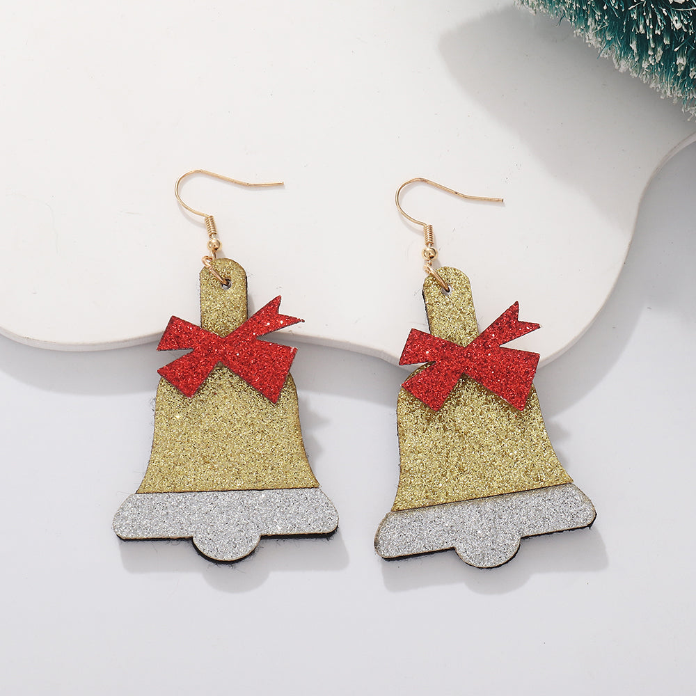 Fashion Christmas Tree Bell Cloth Fabric Women's Drop Earrings 1 Pair