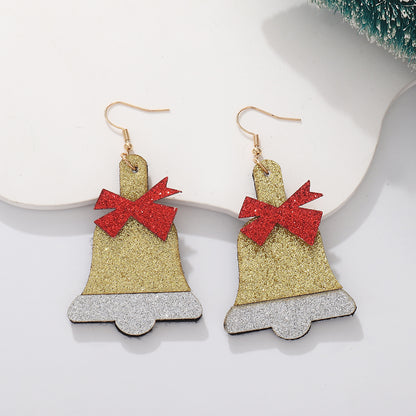 Fashion Christmas Tree Bell Cloth Fabric Women's Drop Earrings 1 Pair