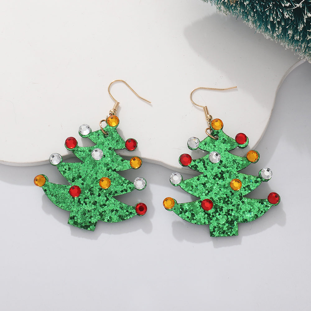 Fashion Christmas Tree Bell Cloth Fabric Women's Drop Earrings 1 Pair