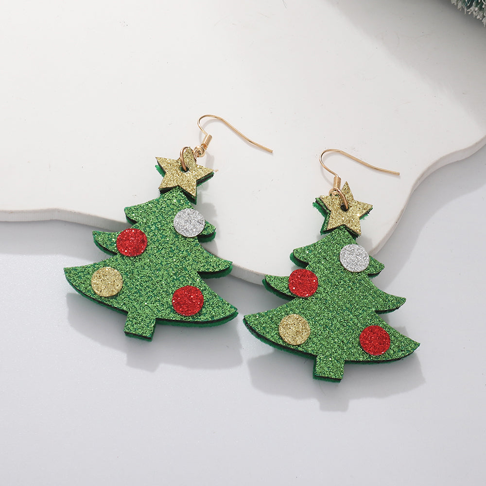 Fashion Christmas Tree Bell Cloth Fabric Women's Drop Earrings 1 Pair