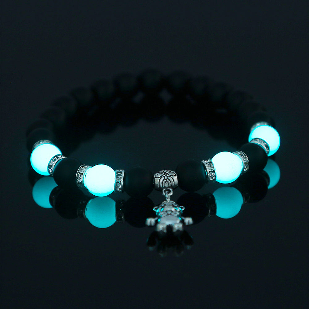 Fashion Tortoise Sun Heart Shape Natural Stone Beaded Luminous Inlay Zircon Bracelets 1 Piece