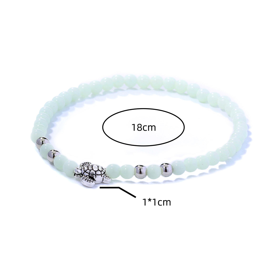 Fashion Tortoise Sun Heart Shape Natural Stone Beaded Luminous Inlay Zircon Bracelets 1 Piece