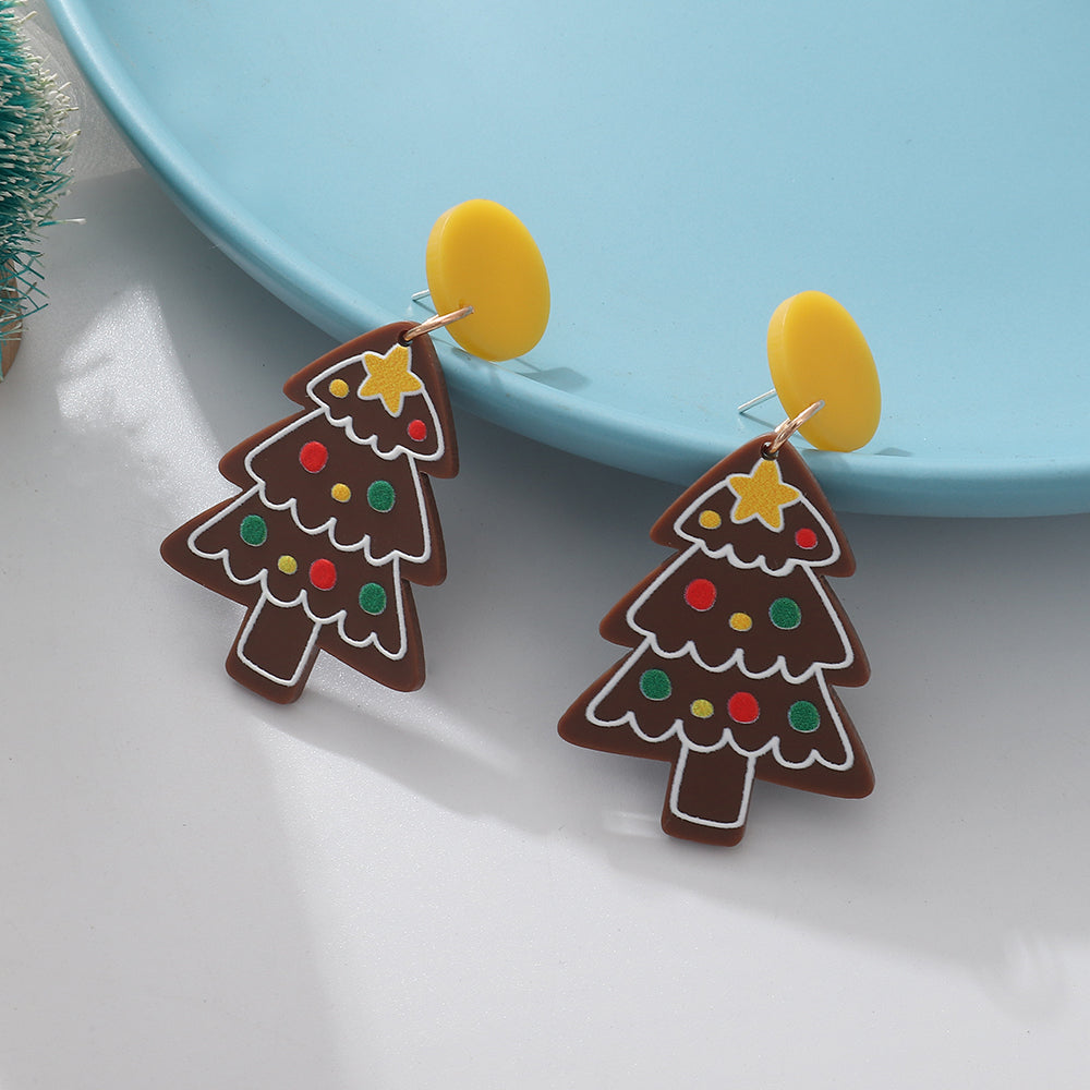 Cute Christmas Tree Arylic Stoving Varnish Acrylic Women's Drop Earrings 1 Pair