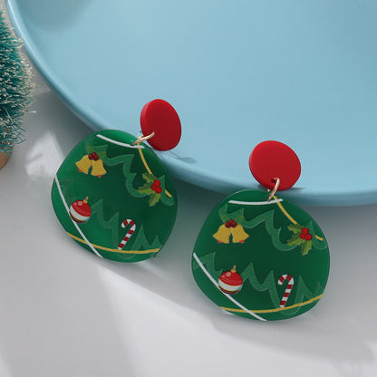 Cute Christmas Tree Arylic Stoving Varnish Acrylic Women's Drop Earrings 1 Pair