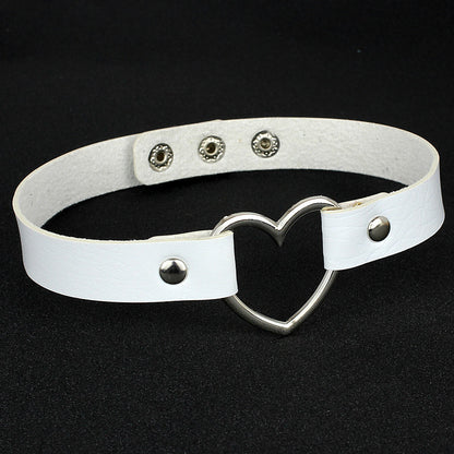 Sexy Punk Heart Shape Pu Leather Alloy Unisex Choker