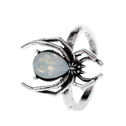 Cool Style Spider Alloy Plating Inlay Artificial Gemstones Women'S Open Rings