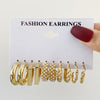 1 Set Fashion C Shape Inlay Alloy Artificial Gemstones Hoop Earrings