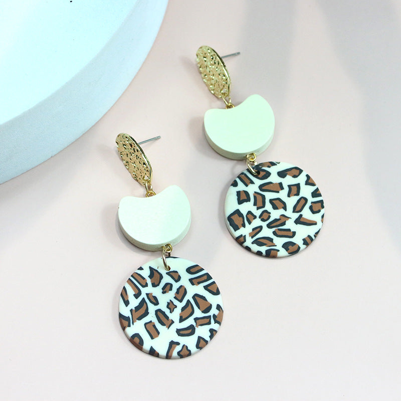 Fashion Leopard Soft Clay Patchwork Women's Drop Earrings 1 Pair