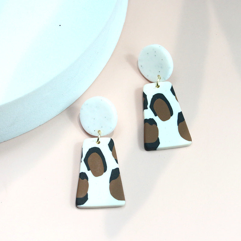 Fashion Leopard Soft Clay Patchwork Women's Drop Earrings 1 Pair