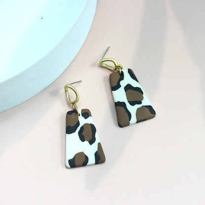 Fashion Leopard Soft Clay Patchwork Women's Drop Earrings 1 Pair