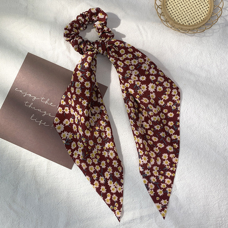 Fashion Ditsy Floral Cloth Printing Hair Tie 1 Piece