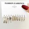 1 Set Fashion C Shape Inlay Alloy Artificial Gemstones Hoop Earrings