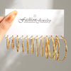 1 Set Fashion C Shape Inlay Alloy Artificial Gemstones Hoop Earrings