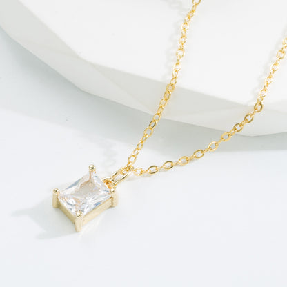 Casual Geometric Copper Gold Plated Zircon Pendant Necklace 1 Piece