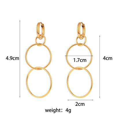 1 Pair Fashion Round Plating Stainless Steel Gold Plated Drop Earrings