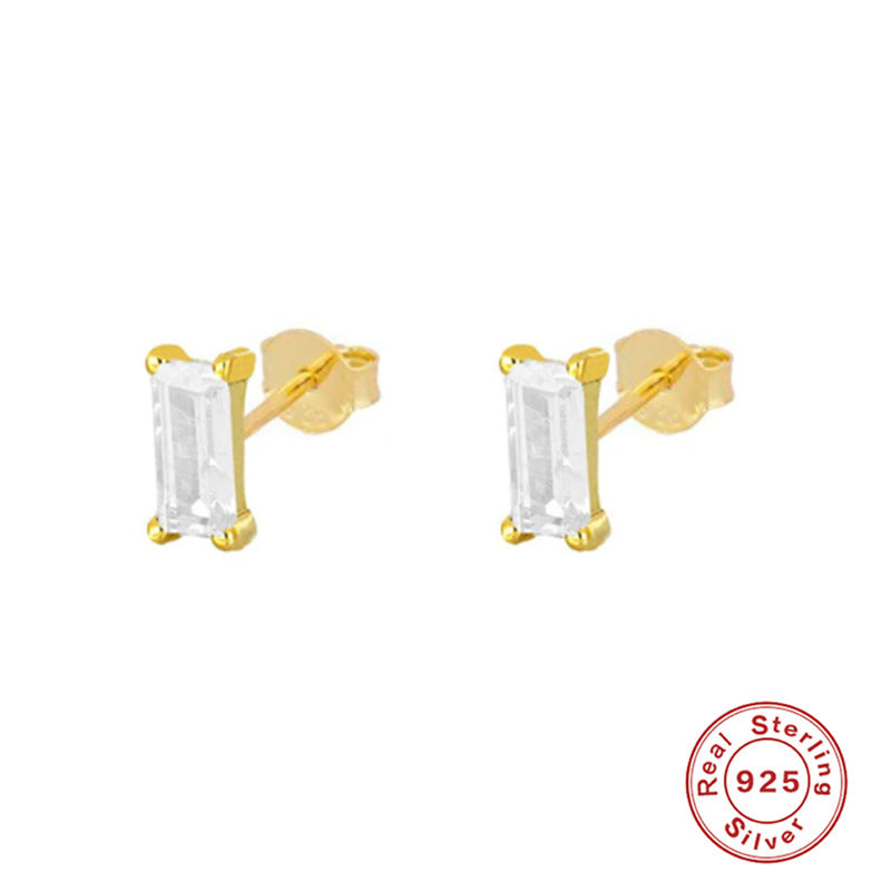 Fashion Geometric Sterling Silver Zircon Ear Studs 1 Pair