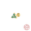 Fashion Geometric Flower Silver Inlay Zircon Ear Studs 1 Piece