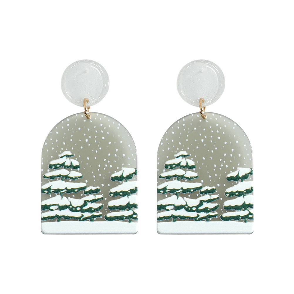 Fashion Christmas Tree Snowflake Plastic Resin Printing Women's Drop Earrings 1 Pair