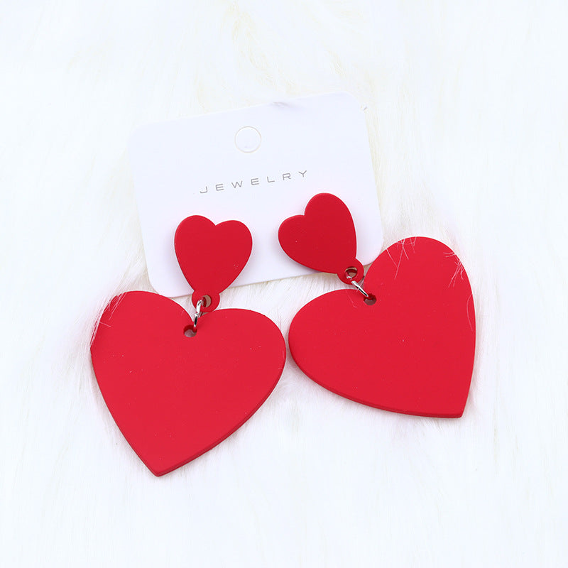 Simple Style Heart Shape Arylic Stoving Varnish Women's Drop Earrings 1 Pair