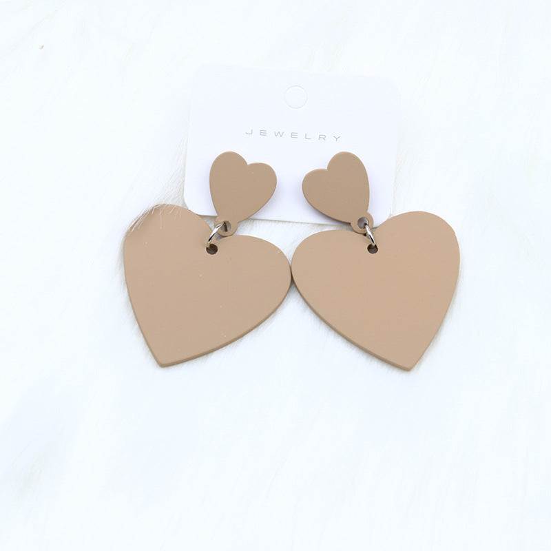 Simple Style Heart Shape Arylic Stoving Varnish Women's Drop Earrings 1 Pair