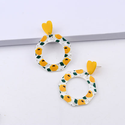 Retro Flower Arylic Stoving Varnish Women's Drop Earrings 1 Pair