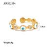 Fashion Devil's Eye Stainless Steel Plating Inlay Artificial Gemstones Open Ring 1 Piece