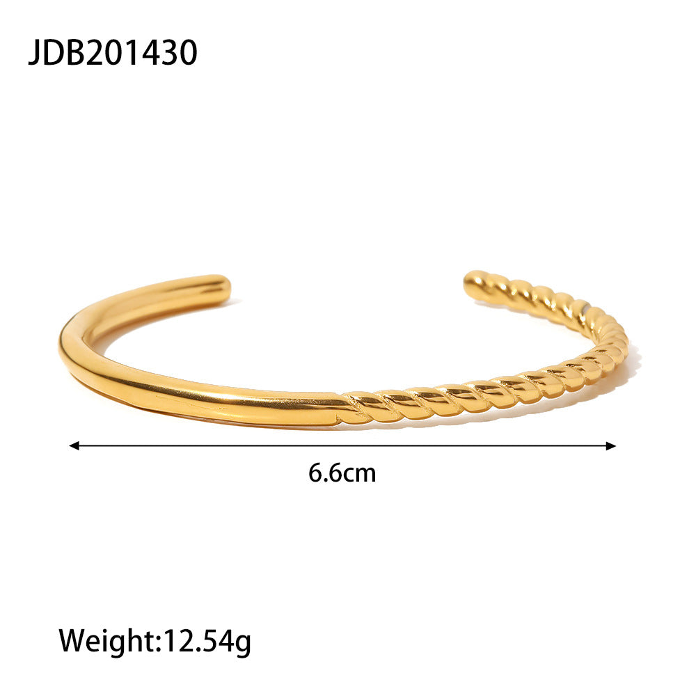 Retro Solid Color Stainless Steel Plating Bangle