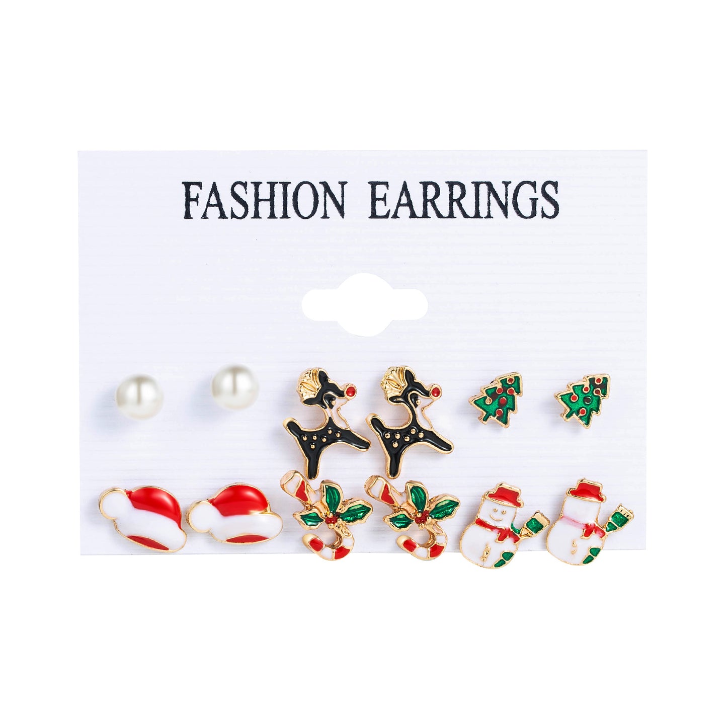 1 Set Cute Christmas Tree Santa Claus Snowman Alloy Drop Earrings Ear Studs