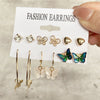 Fashion Circle Heart Shape Butterfly Alloy Artificial Pearls Women's Hoop Earrings 1 Set