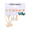 Fashion Geometric Leaves Butterfly Alloy Inlaid Zircon Women's Earrings 1 Set