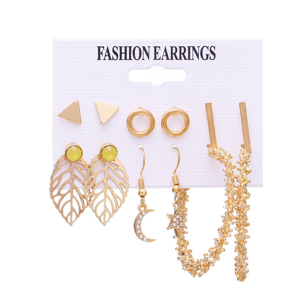 Fashion Geometric Leaves Butterfly Alloy Inlaid Zircon Women's Earrings 1 Set