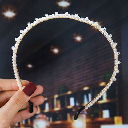 Women'S Fashion Waves Alloy Inlay Artificial Pearls Headwear