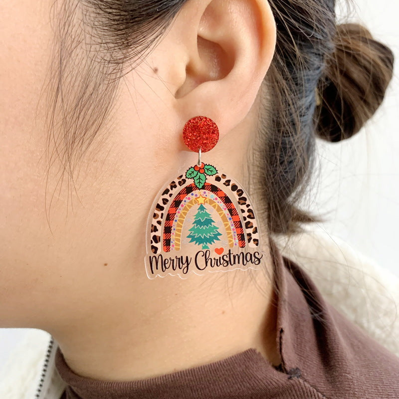 1 Pair Cartoon Style Christmas Tree Letter Arylic Earrings